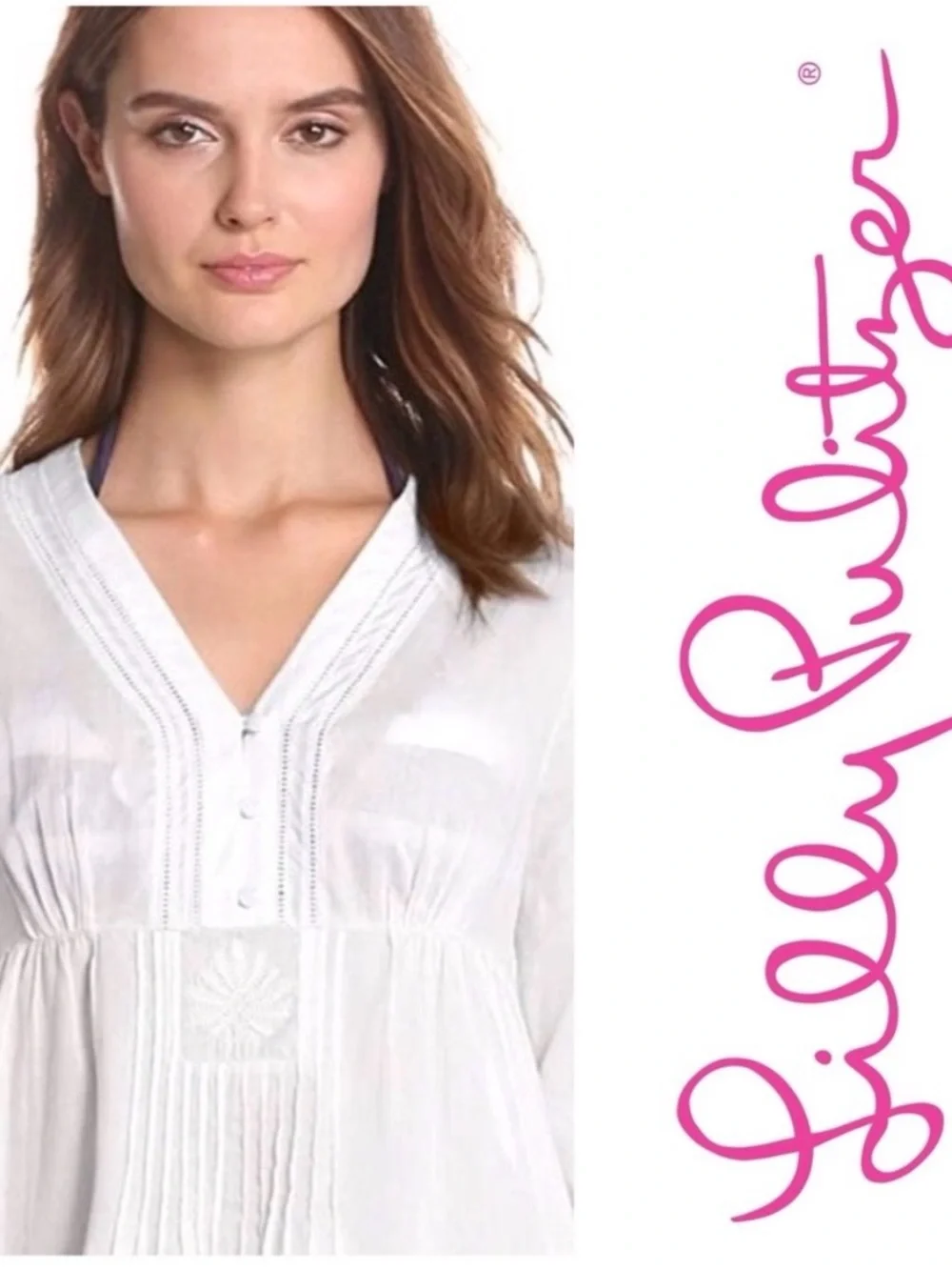 Lilly Pulitzer white embroidered Alfa Beach Tunic size Medium excellent